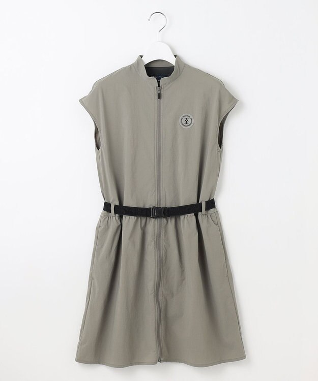 23区GOLF 【WOMEN】フロントジッパーで着脱便利！ベルト付きワンピース スモーキーグリーン系