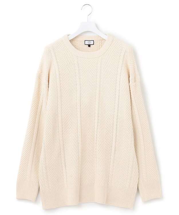J.PRESS YORK STREET 【UNISEX】ケーブルプルオーバー ニット アイボリー系
