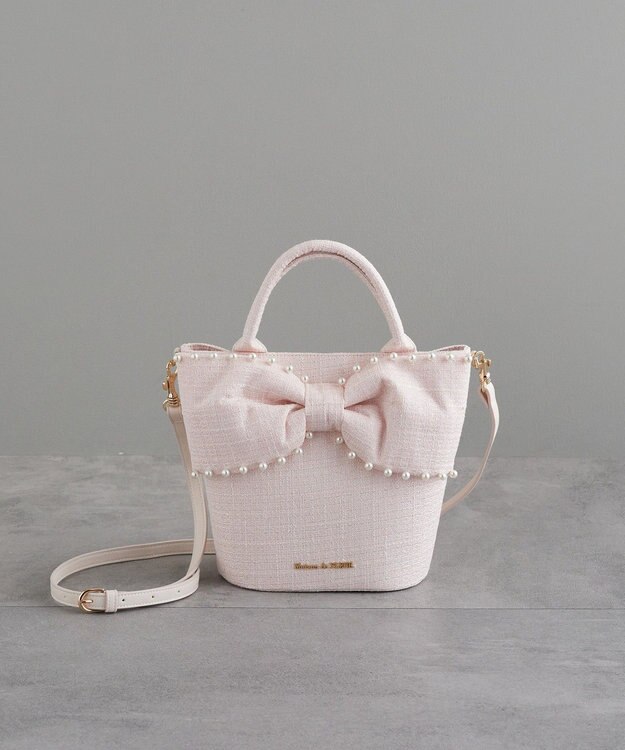 Maison de FLEUR ツイードパールショルダーバッグ Pink