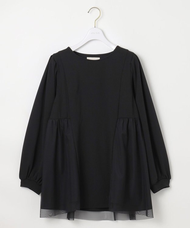 ANY SIS L 【WEB・一部店舗限定】ペプラムチュールコンビ セット ブラック