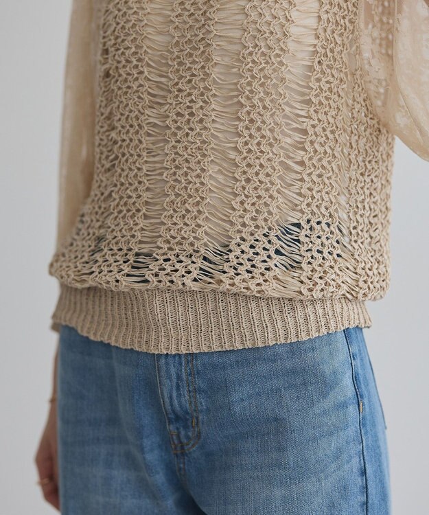 YECCA VECCA 【archive】テープヤーン袖レースプルオーバー Beige