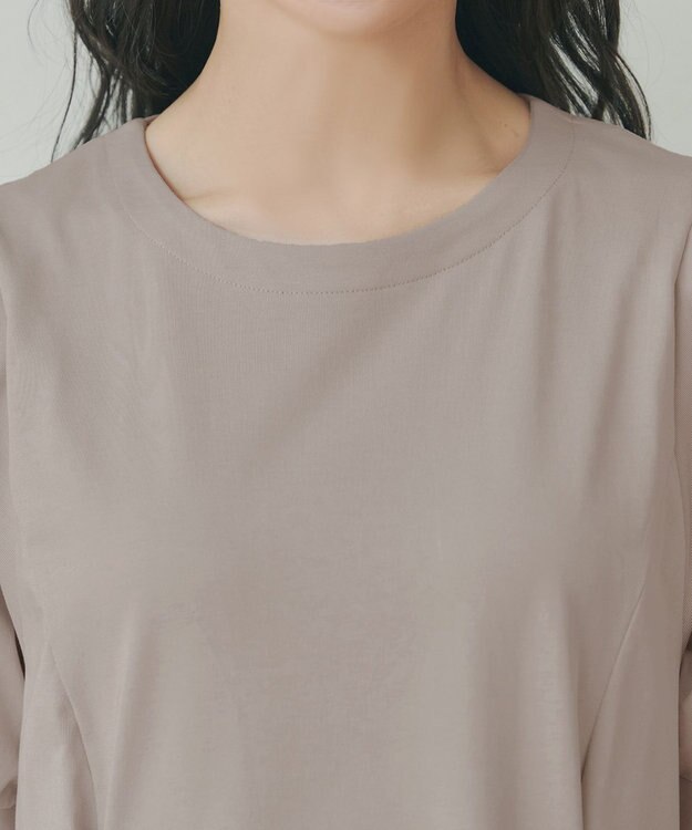 Tiaclasse 【おのののかさん着用】「サマケア」パフスリーブAラインワンピース グレージュ