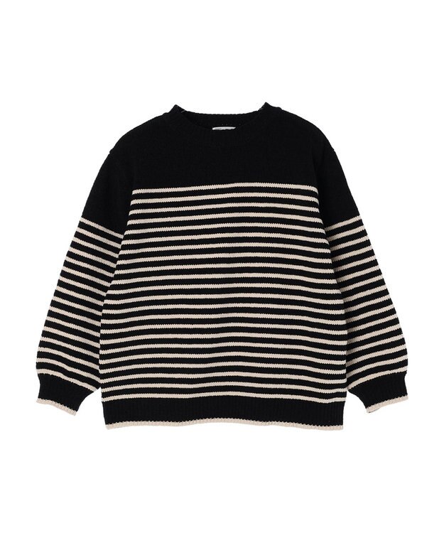 CRAFT STANDARD BOUTIQUE 洗えるモールニットボーダープルオーバー Black