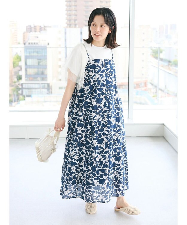 CRAFT STANDARD BOUTIQUE インド綿総柄キャミワンピース Navy