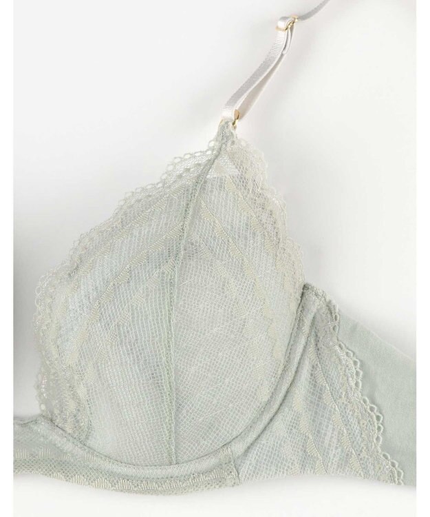 une nana cool リニューアル【綿混】ビタードットコットン 3/4カップブラ セージグリーン