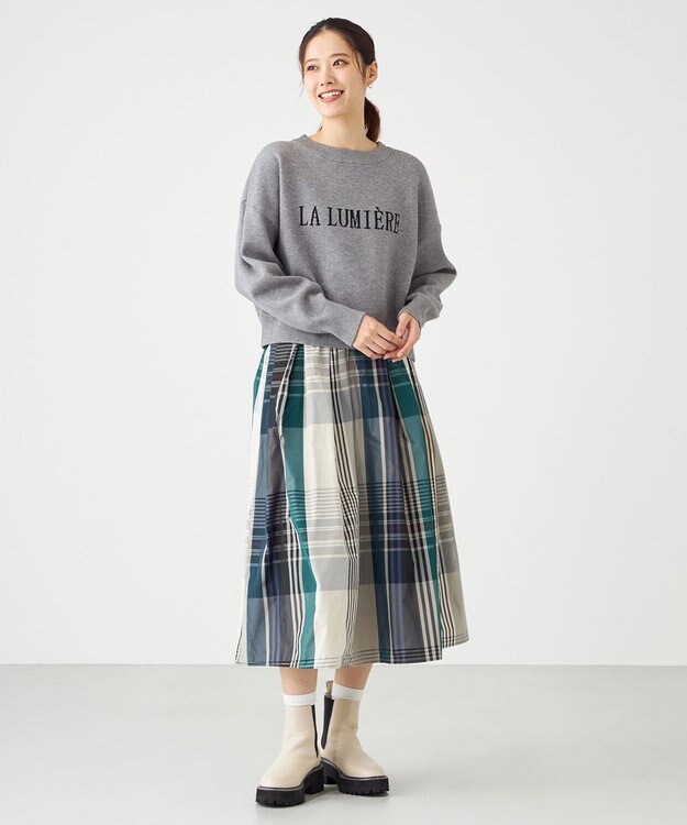 SHARE PARK LADIES フロントロゴショートプルオーバー ライトグレー系