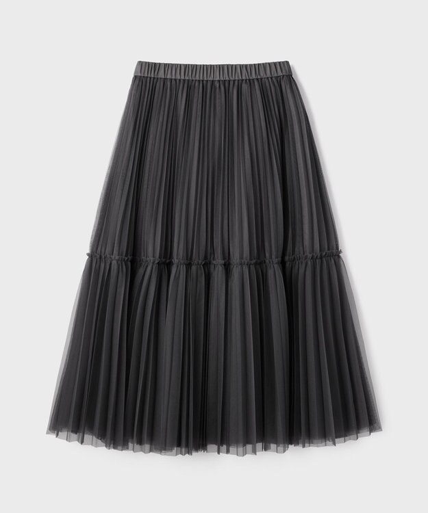 GRACE CONTINENTAL チュールティアードスカート グレー