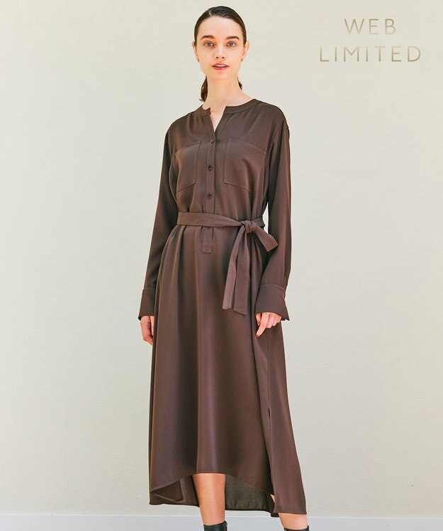 BEIGE， 【WEB限定】MANASLU / ロングシャツワンピース Brown