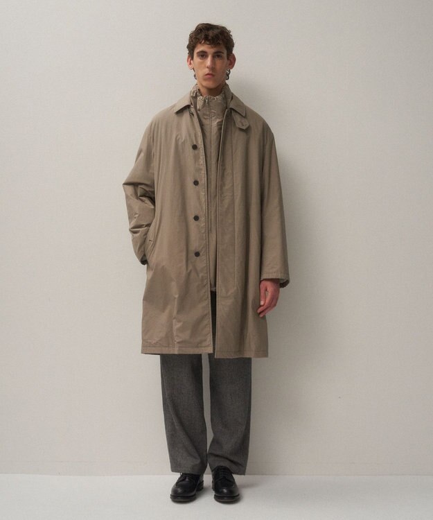 ATON MERCERIZED COTTON | シルクパテッドバルマカーンコート - UNISEX CAMEL