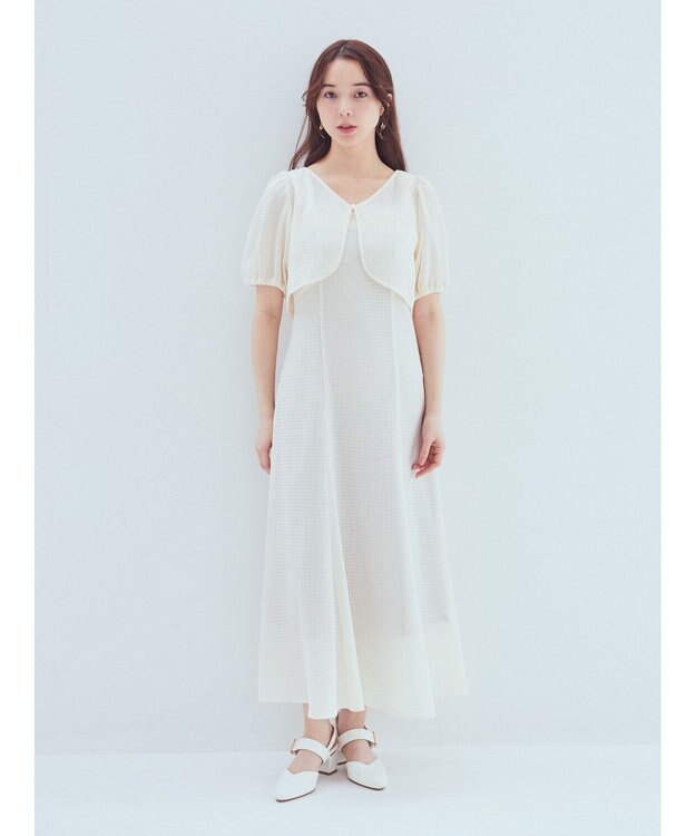 earth music&ecology ＳＥＴ２点パフスリーブブラウス＋キャミワンピース Ivory