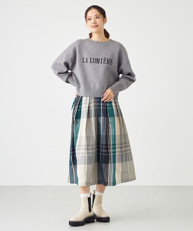 SHARE PARK LADIES フロントロゴショートプルオーバー ライトグレー系