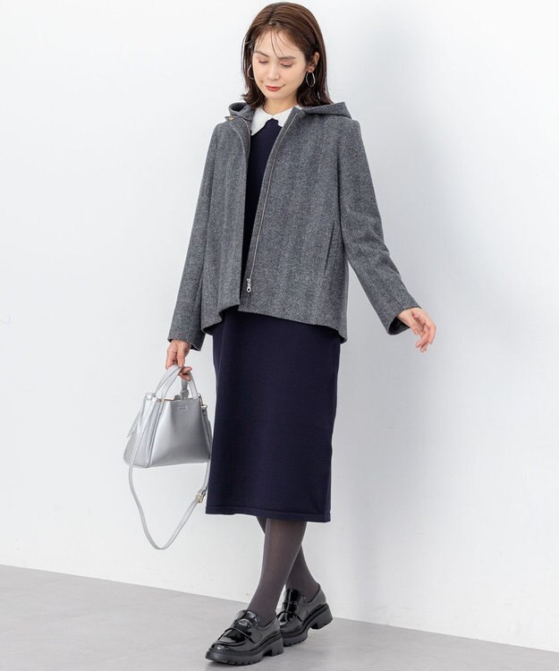 組曲 L ウールモッサ ショートコート ブラック系8