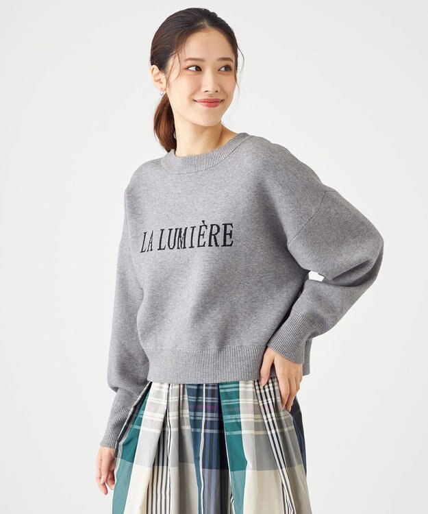 SHARE PARK LADIES フロントロゴショートプルオーバー ライトグレー系