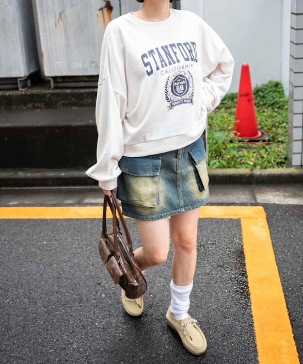 WEGO カレッジプリントスウェット ホワイトアイボリー