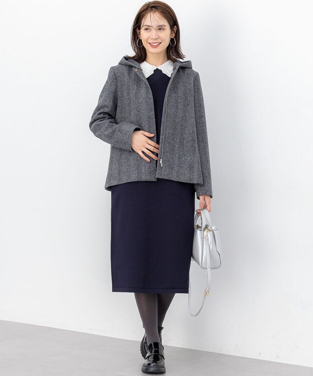 組曲 L ウールモッサ ショートコート ブラック系8