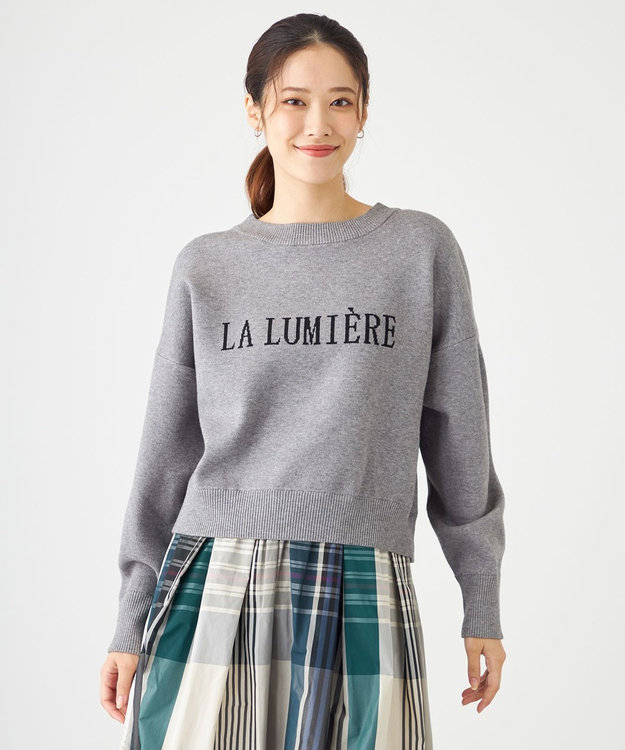 SHARE PARK LADIES フロントロゴショートプルオーバー ライトグレー系