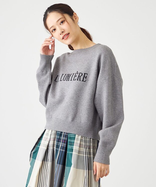 SHARE PARK LADIES フロントロゴショートプルオーバー ライトグレー系