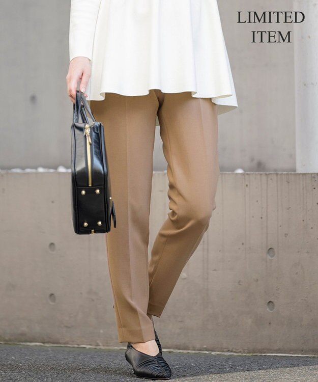 23区 S 【Sサイズ限定】ストレッチダブルクロス テーパード パンツ キャメル系
