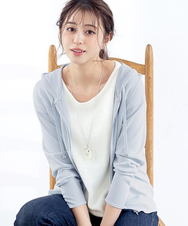 Tiaclasse サマーニットショートパーカー サックスグレー