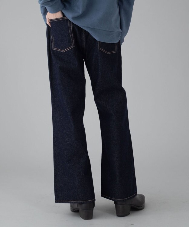 WEGO 【ユニセックス着用ITEM/ウエスト調整可】フレアデニムパンツ デニムインディゴ