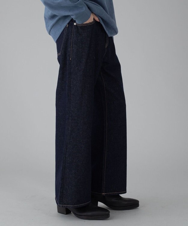 WEGO 【ユニセックス着用ITEM/ウエスト調整可】フレアデニムパンツ デニムインディゴ