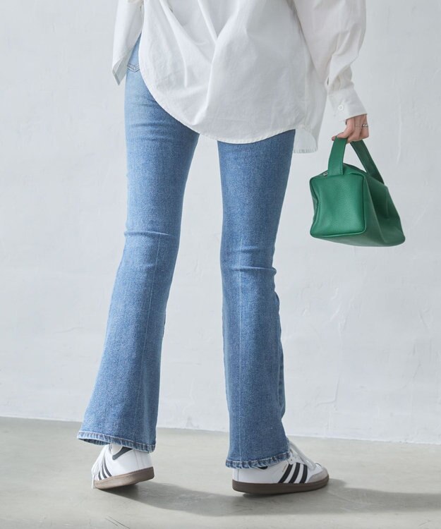 WEGO 【美脚パンツ】ストレッチフレアデニムパンツ デニム中濃色