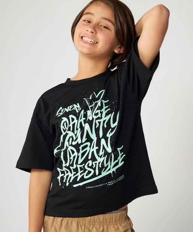 OP／FILA 【SEVEN2】グラフィティ風プリントTシャツ ブラック