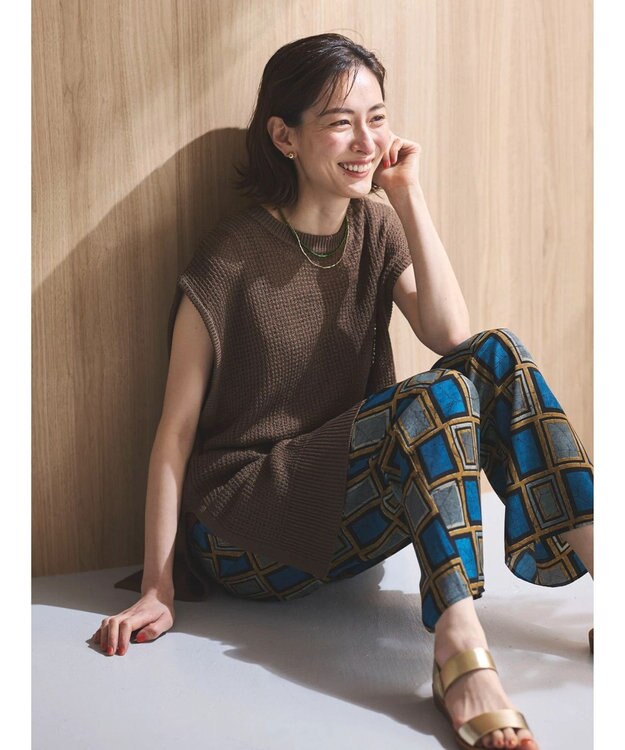 Green Parks ざっくりメッシュニットチュニック Beige