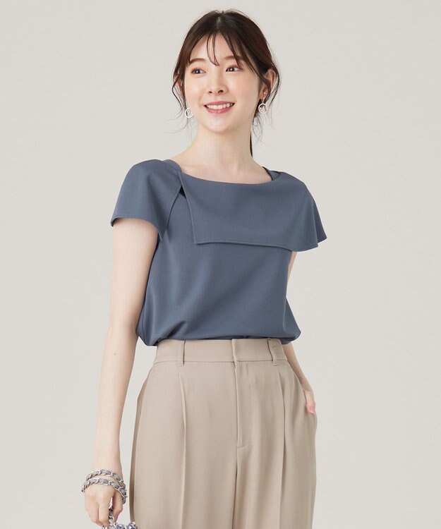 ANY SIS L ケープディテール カットソー ブルーグレー