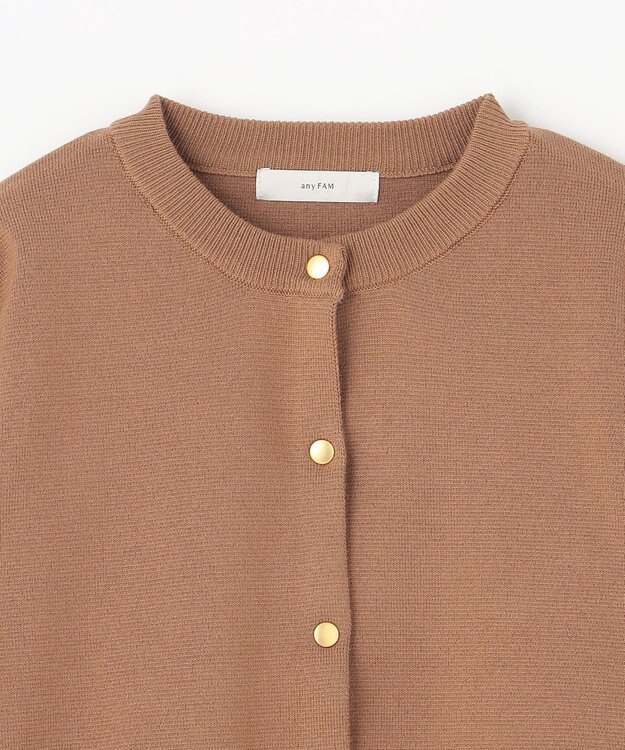 ANY 【UVカット・洗濯機可】クロップド丈スナップカーディガン キャメル