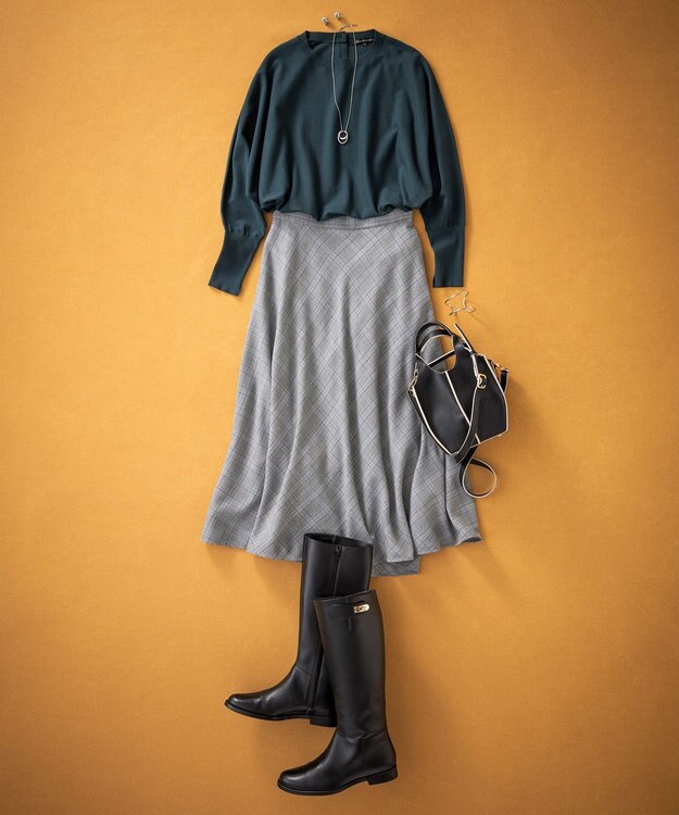 23区 【洗える/セットアップ対応】ヴィスコースストレッチ ドルマン ニット ダークグリーン系