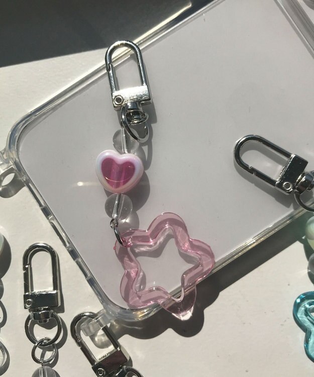 WEGO クリアフラワーミニキーホルダー ライトピンク