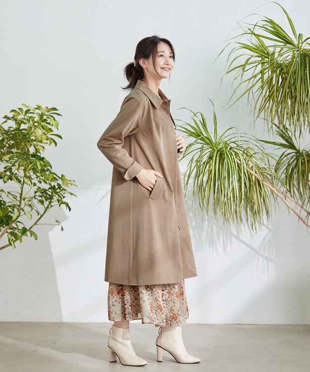 Tiaclasse L 【洗える】ステンカラーコート ベージュ