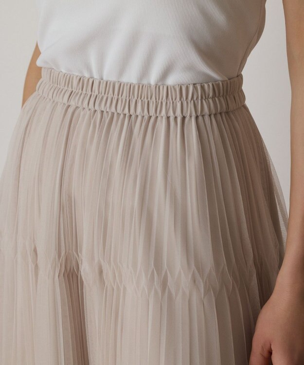 GRACE CONTINENTAL チュールマチプリーツスカート ベージュ
