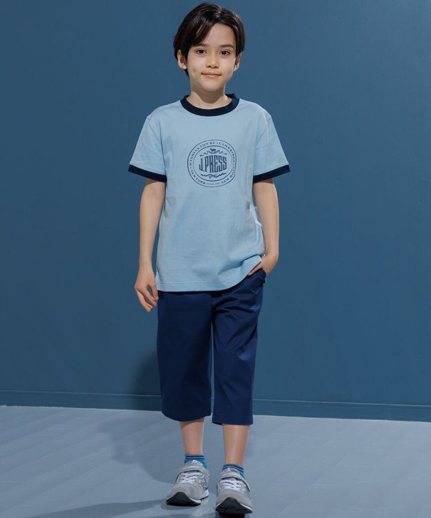 J.PRESS KIDS 【100-130cm】ビックロゴリンガー 半袖Ｔシャツ サックスブルー