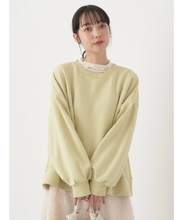 earth music&ecology サイドボタンダンボールプルオーバー Yellow