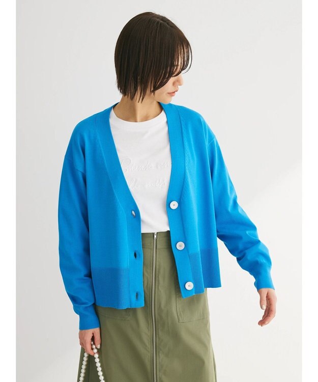 Green Parks 洗える　ショート丈カーディガン Blue