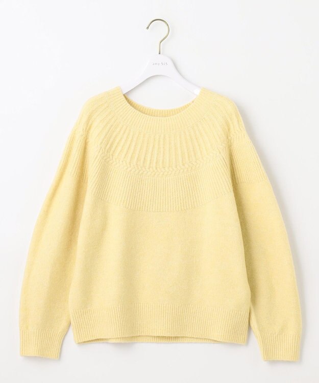 ANY SIS L 【洗える】ソフトタッチ求心 ニット ハニーイエロー