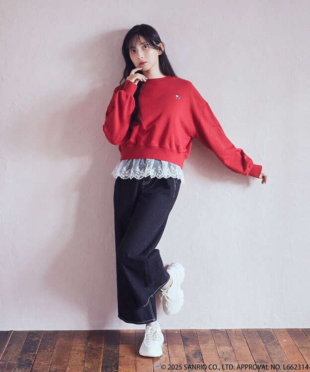 earth music&ecology マイメロディ＆クロミ／ｅａｒｔｈ　レトロアートスウェット Red