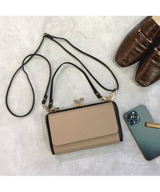 UNBILLION カシュカシュ cachecache / WEB限定カラーコンビウォレットショルダーバッグ ダークオーク