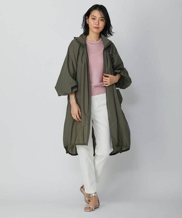 ICB 【撥水加工】シアーナイロンタフタ フーデットコート カーキ系