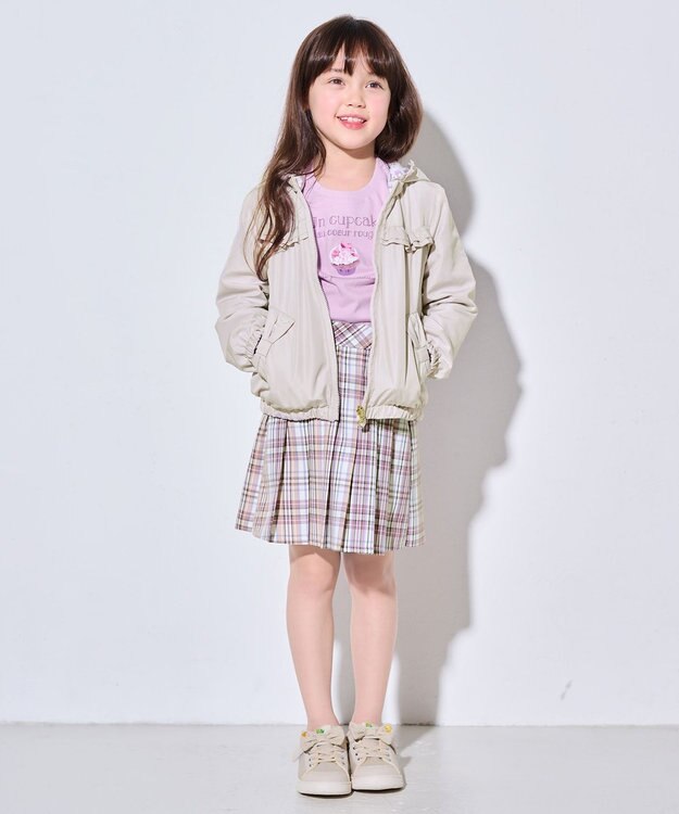 ANY KIDS フード取り外し リバーシブル ブルゾン ライトベージュ