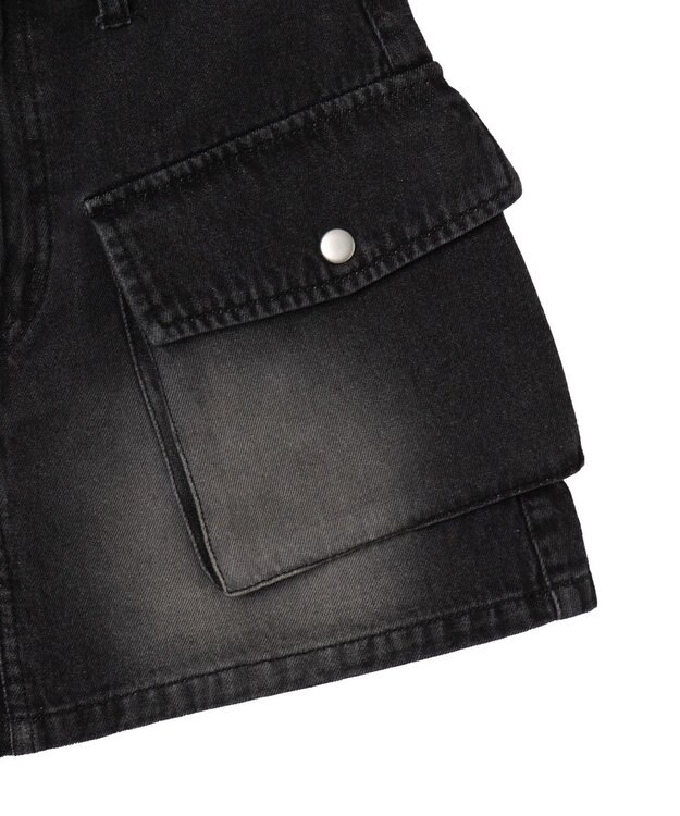 WEGO ヴィンテージウォッシュカーゴミニスカート ブラック