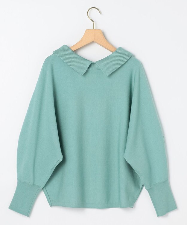 組曲 S 【加藤ローサさん着用 / 前後着用可】スムースストレッチロールネック ニット スモーキーグリーン系