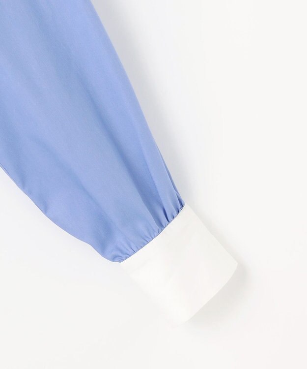 ANY SIS L ニットレイヤード シャツ ツインセット チャコール×ブルー