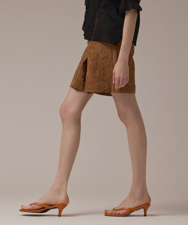 GRACE CONTINENTAL リーフジャガードショートパンツ キャメル