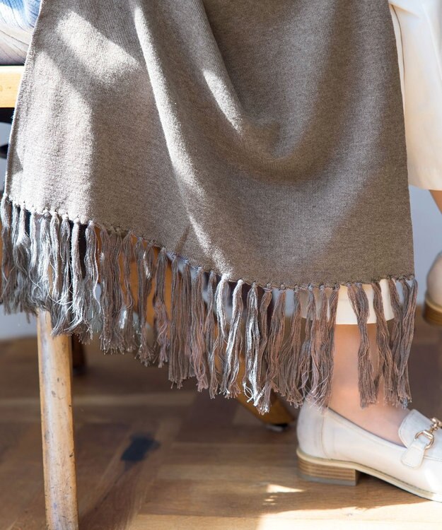 Tiaclasse 【洗える】ストール風カーディガン モカ