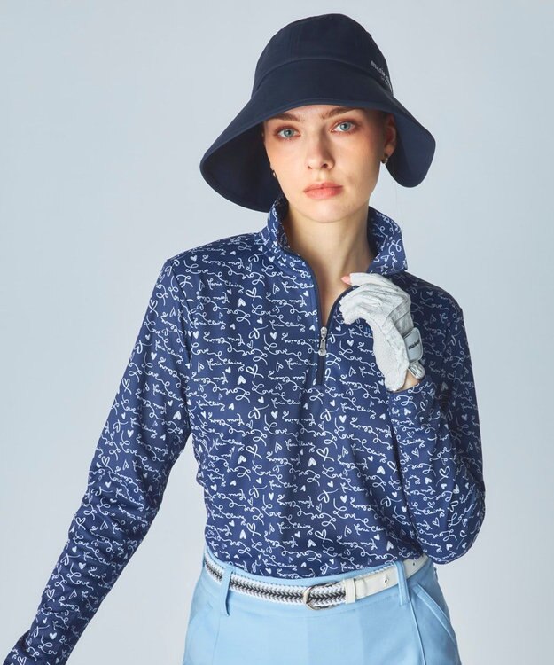 FILA GOLF／marie claire 【marie claire SPORT】 ハーフZIP長袖シャツ ネイビー