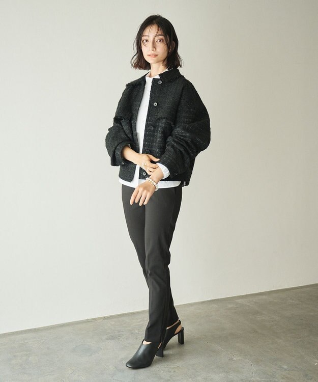 #Newans ツイードブルゾン ブラック