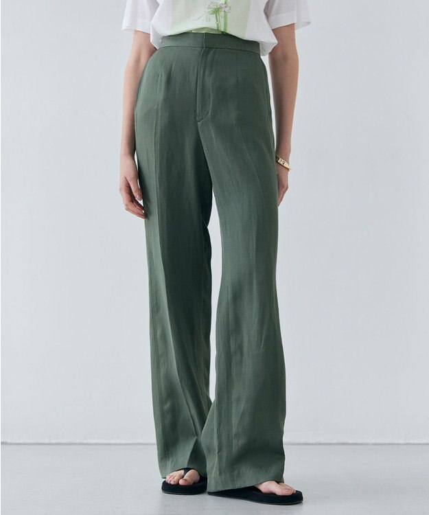 BEIGE， 【洗える】BERNARD / リネンストレートフルレングスパンツ Olive